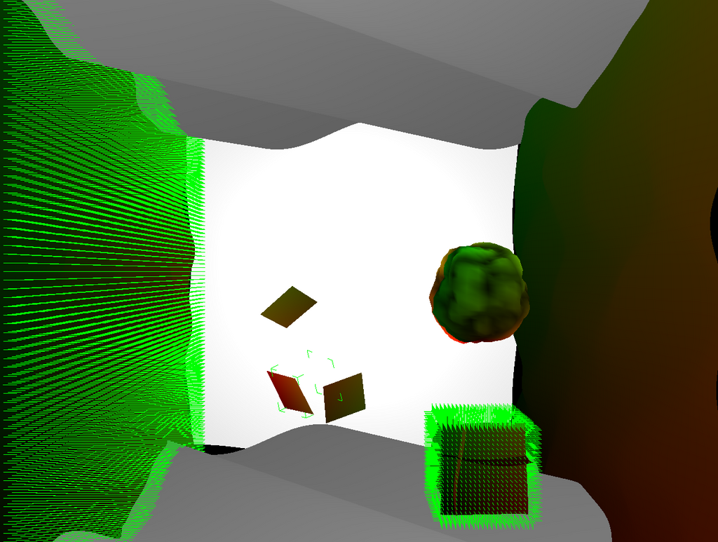 Scene with green vertex helpers