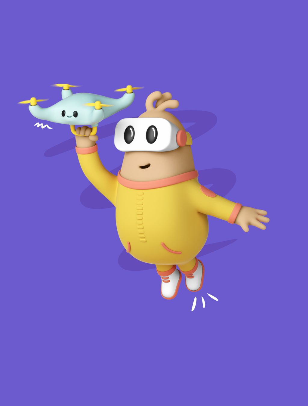 3D mascot flying