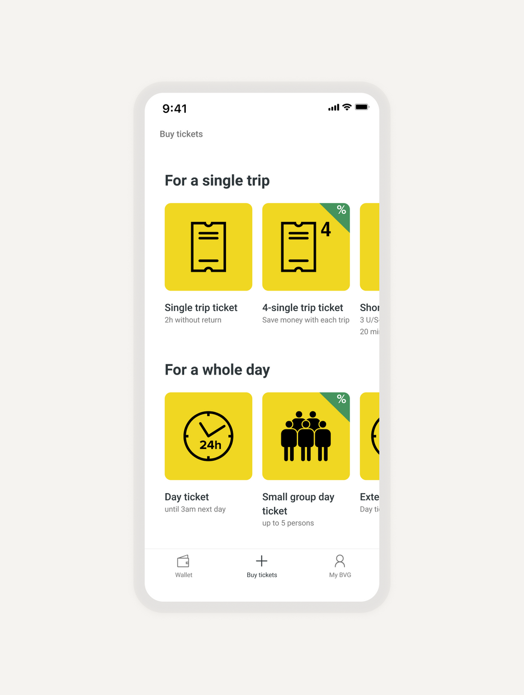BVG Ticket App Homescreen